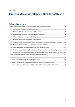 Functional Mapping Report: Ministry of Health