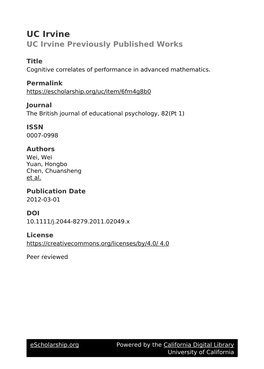 Cognitive Correlates of Performance in Advanced Mathematics