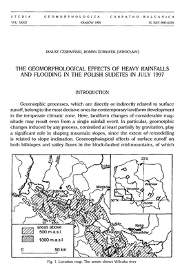 The Geomorphological Effects of Heaw Rainfalls and Flooding in the Polish Sudetes in July 1997