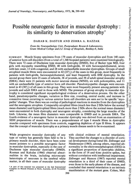 Possible Neurogenic Factor in Muscular Dystrophy: Its Similarity to Denervation Atrophy'