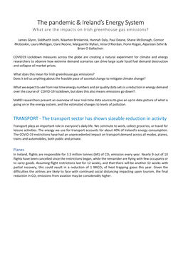The Pandemic & Ireland's Energy System
