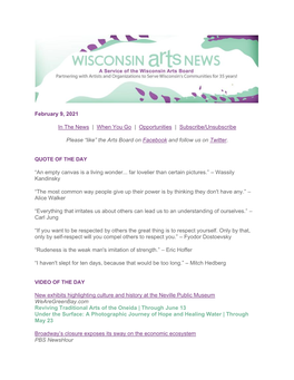 WAB Wisconsin Arts News