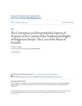 The Conceptual and Jurisprudential Aspects of Property in the Context of the Fundamental Rights of Indigenous People: the Case of the Shuar of Ecuador, 58 N.Y.L