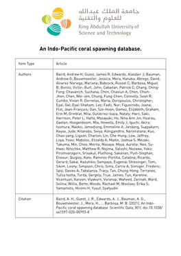 An Indo-Pacific Coral Spawning Database