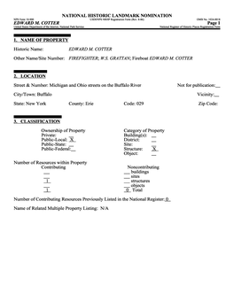 EDWARD M. COTTER Page 1 United States Department of the Interior, National Park Service______National Register of Historic Places Registration Form