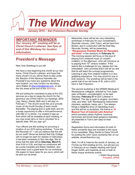 The Windway January 2010 – San Francisco Recorder Society