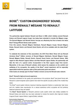 Bose : 'Custom-Engineered'