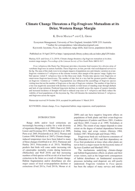 Climate Change Threatens a Fig-Frugivore Mutualism at Its Drier, Western Range Margin