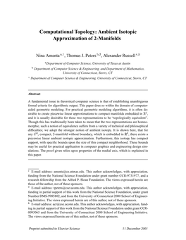 Computational Topology: Ambient Isotopic