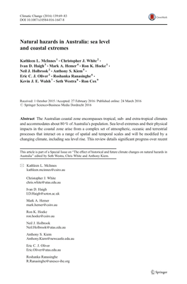 Natural Hazards in Australia: Sea Level and Coastal Extremes