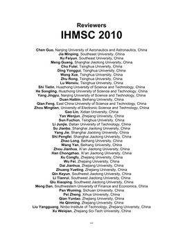 Reviewers IHMSC 2010