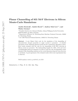 Planar Channeling of 855 Mev Electrons in Silicon: Monte-Carlo