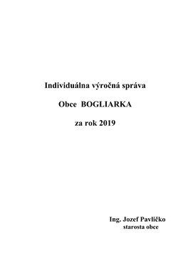 Výročná Správa Obce Bogliarka Za Rok 2019