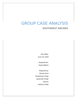 Group Case Analysis Southwest Airlines