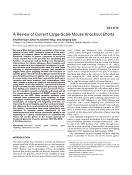 A Review of Current Large-Scale Mouse Knockout Efforts