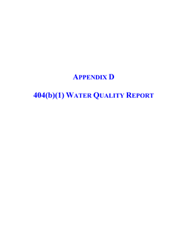 404(B)(1) WATER QUALITY REPORT