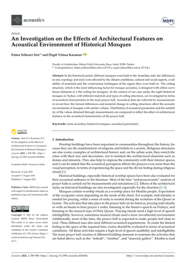 An Investigation on the Effects of Architectural Features on Acoustical Environment of Historical Mosques