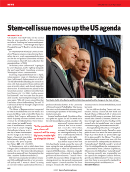 Stem-Cell Issue Moves up the US Agenda