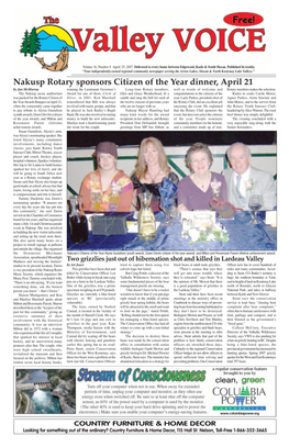 Nakusp Rotary Sponsors Citizen of the Year Dinner, April 21