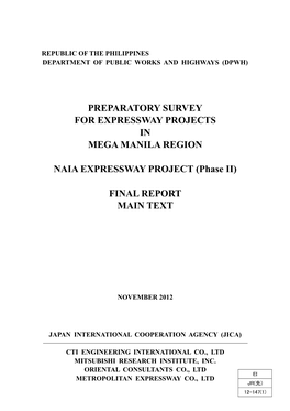 Preparatory Survey for Expressway Projects in Mega Manila Region