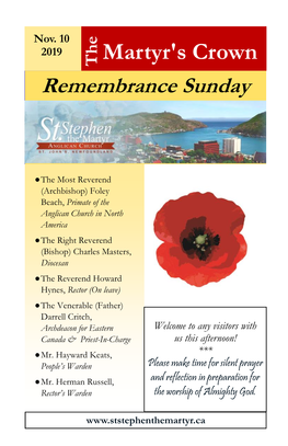 SSTM November 10 2019 Remembrance