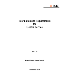 PSE&G Information and Requirements for Electric Service