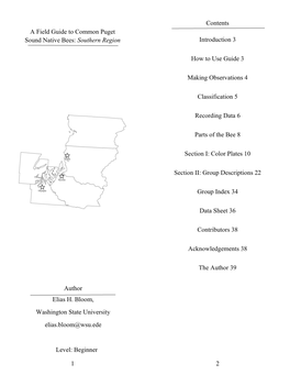 A Field Guide to Common Puget Sound Native Bees: Southern Region Introduction 3