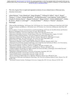 The Role of Gene Flow in Rapid and Repeated Evolution of Cave Related Traits in Mexican Tetra, Astyanax Mexicanus