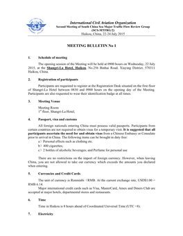 International Civil Aviation Organization MEETING BULLETIN