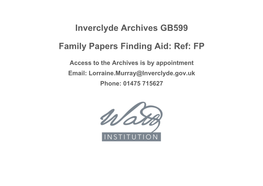 Inverclyde Archives GB599 Family Papers Finding