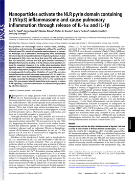 Nanoparticles Activate the NLR Pyrin Domain Containing 3 (Nlrp3)