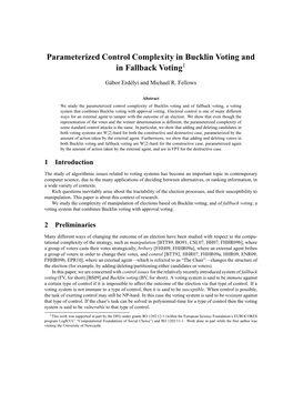 Parameterized Control Complexity in Bucklin Voting and in Fallback Voting1