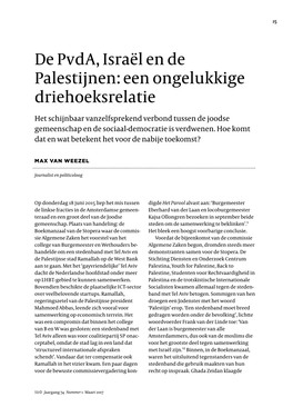 De Pvda, Israël En De Palestijnen: Een Ongelukkige Driehoeksrelatie