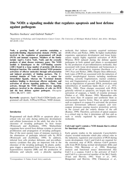 The NOD: a Signaling Module That Regulates Apoptosis and Host Defense Against Pathogens