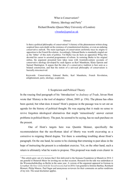 1 What Is Conservatism? History, Ideology and Party* Richard Bourke (Queen Mary University of London)