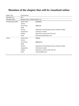 Metadata of the Chapter That Will Be Visualized Online