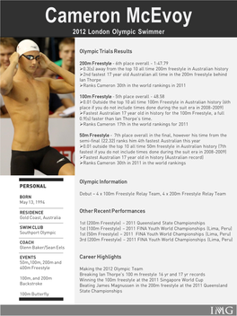 PERSONAL Olympic Trials Results Olympic Information Other Recent