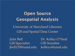 Geospatial Analysis Tools Slides