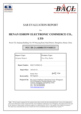 Sar Evaluation Report Henan Eshow Electronic