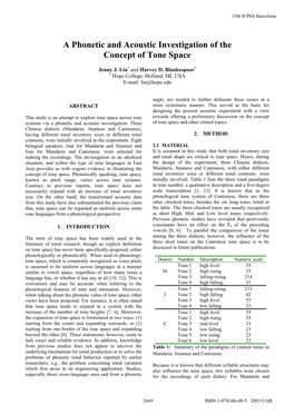 A Phonetic and Acoustic Investigation of the Concept of Tone Space