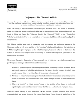 Vajrayana: the Diamond Vehicle