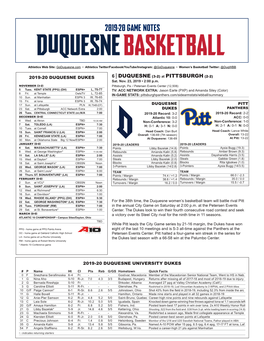 2019-20 Game Notes