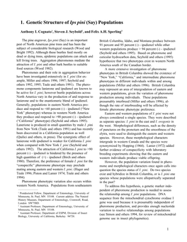 1. Genetic Structure of Ips Pini (Say) Populations