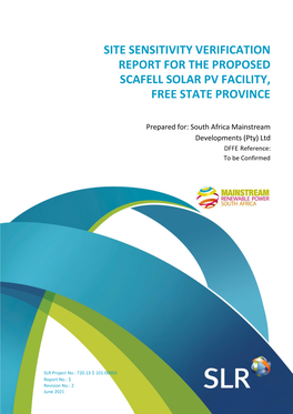 Site Sensitivity Verification Report for the Proposed Scafell Solar Pv Facility, Free State Province