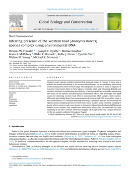 Inferring Presence of the Western Toad (Anaxyrus Boreas) Species Complex Using Environmental DNA