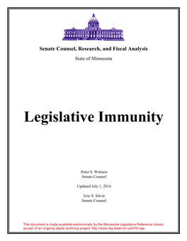 Legislative Immunity