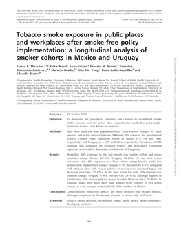 Tobacco Smoke Exposure in Public Places and Workplaces After Smoke