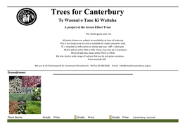 Trees for Canterbury Te Waonui O Tane Ki Waitaha