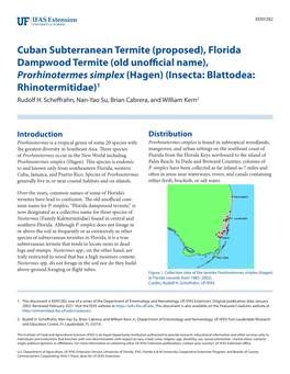 Cuban Subterranean Termite (Proposed), Florida Dampwood Termite (Old Unofficial Name), Prorhinotermes Simplex (Hagen) (Insecta: Blattodea: Rhinotermitidae)1 Rudolf H