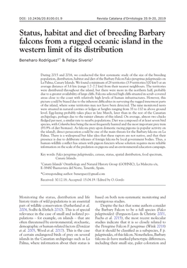 Status, Habitat and Diet of Breeding Barbary Falcons from a Rugged Oceanic Island in the Western Limit of Its Distribution